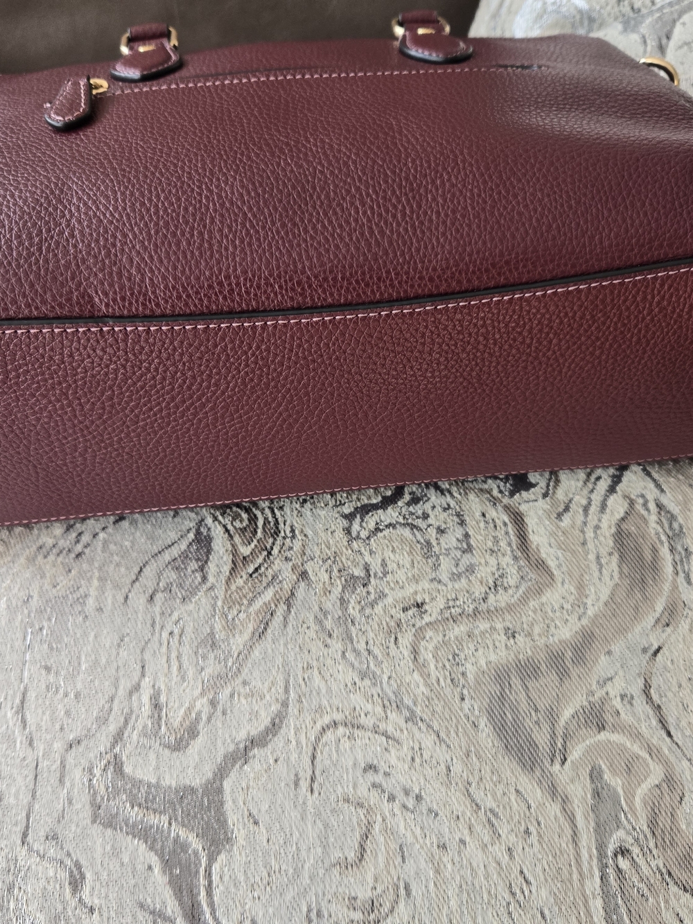 Coach Burgundy Pebbled Leather Satchel with Gold Hardware - Picture 5 of 6